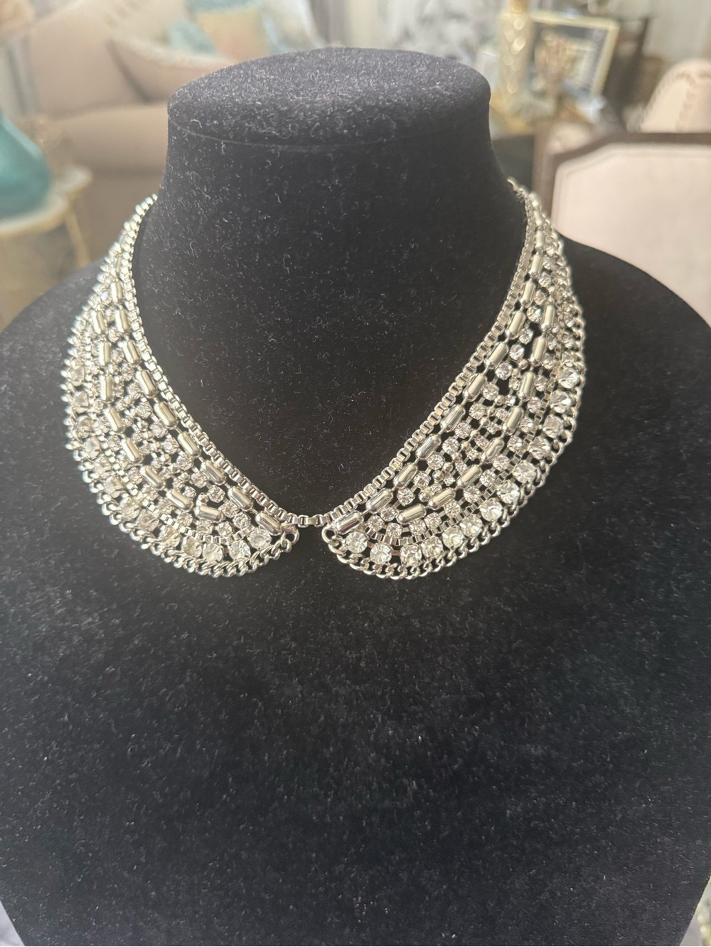 Charming Charlie Silver Crystal Collar Necklace